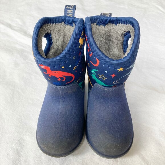 Jan & Jul Size 6 Toddler Boy Blue Dinosaur Rain Boots - Picture 2 of 6